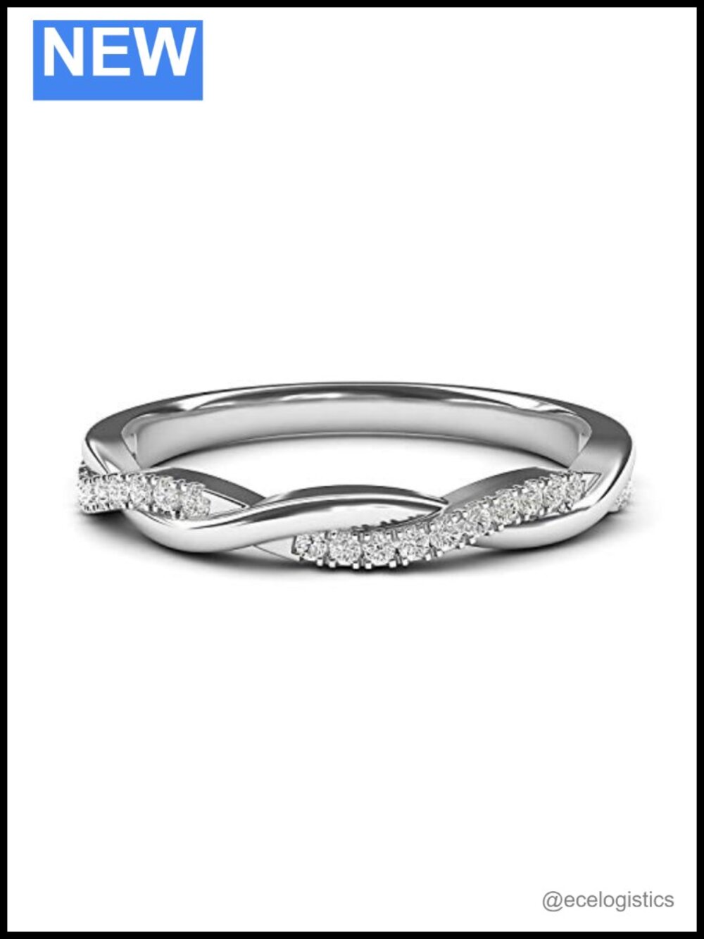 10k White Gold Twisted Vine Moissanite Wedding Band Ring 2.5mm Pave